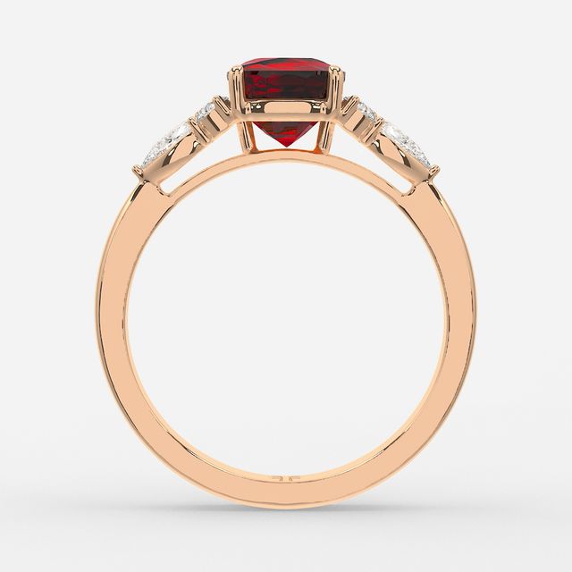 1 Carat Lab Grown Cushion Ruby Cluster Engagement Ring In Rose Gold - Nanami
