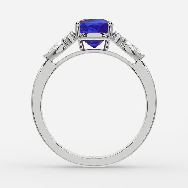 1 Carat Lab Grown Cushion Sapphire Cluster Engagement Ring In Platinum - Nanami