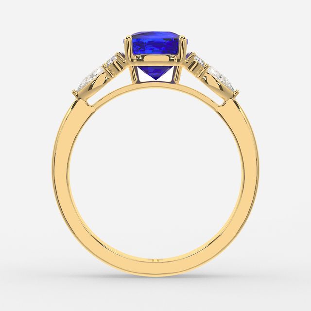 1 Carat Lab Grown Cushion Sapphire Cluster Engagement Ring In Yellow Gold - Nanami