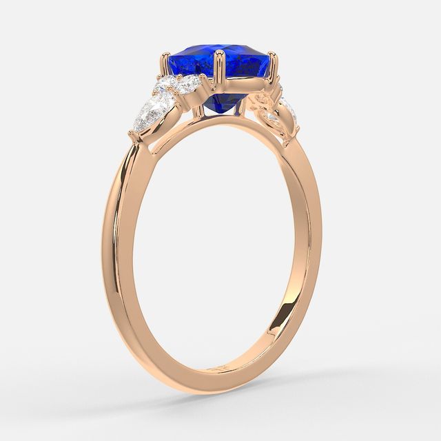 1 Carat Lab Grown Cushion Sapphire Cluster Engagement Ring In Rose Gold- Nanami