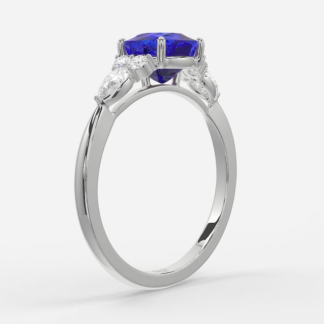 1 Carat Lab Grown Cushion Sapphire Cluster Engagement Ring In Platinum - Nanami