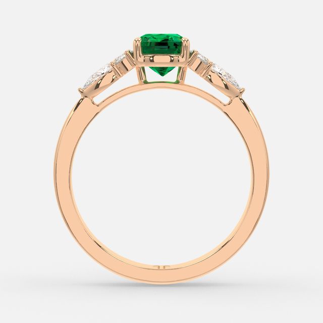 1 Carat Lab Grown Elongated Cushion Emerald Cluster Engagement Ring In Rose Gold- Nanami