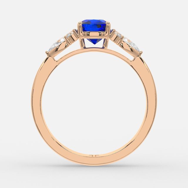 1 Carat Lab Grown Elongated Cushion Sapphire Cluster Engagement Ring In Rose Gold- Nanami