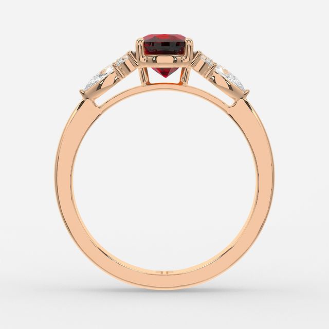 1 Carat Lab Grown Elongated Cushion Ruby Cluster Engagement Ring In Rose Gold - Nanami
