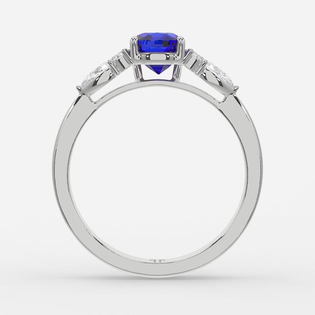 1 Carat Lab Grown Elongated Cushion Sapphire Cluster Engagement Ring In White Gold - Nanami