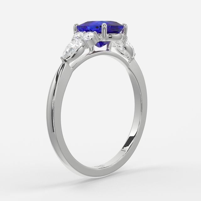 1 Carat Lab Grown Elongated Cushion Sapphire Cluster Engagement Ring In White Gold - Nanami