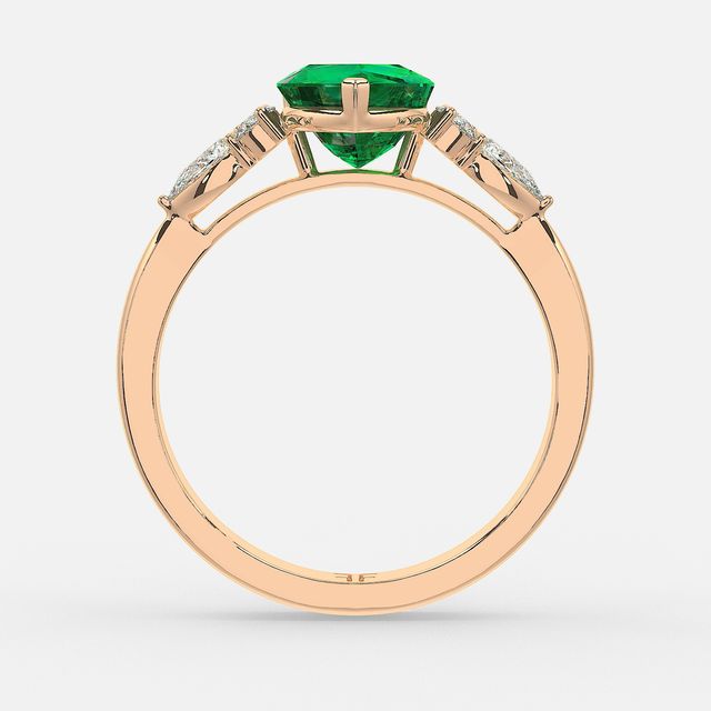 1 Carat Lab Grown Heart Emerald Cluster Engagement Ring In Rose Gold- Nanami