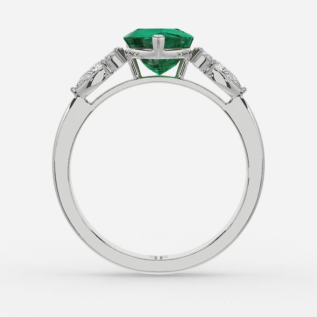 1 Carat Lab Grown Heart Emerald Cluster Engagement Ring In White Gold - Nanami