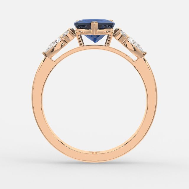 1 Carat Lab Grown Heart Sapphire Cluster Engagement Ring In Rose Gold- Nanami