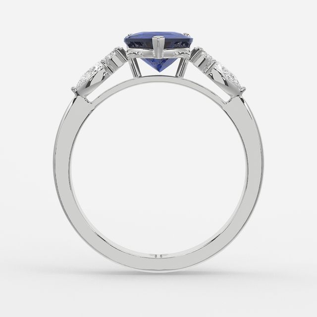 1 Carat Lab Grown Heart Sapphire Cluster Engagement Ring In Platinum - Nanami