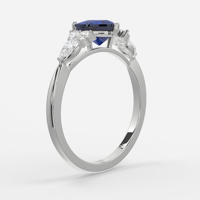 1 Carat Lab Grown Heart Sapphire Cluster Engagement Ring In Platinum - Nanami