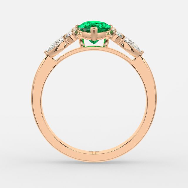 1 Carat Lab Grown Marquise Emerald Cluster Engagement Ring In Rose Gold- Nanami