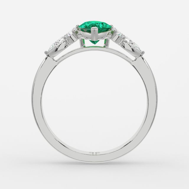 1 Carat Lab Grown Marquise Emerald Cluster Engagement Ring In White Gold - Nanami