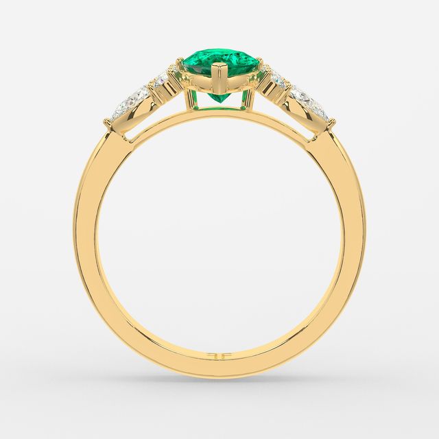 1 Carat Lab Grown Marquise Emerald Cluster Engagement Ring In Yellow Gold- Nanami