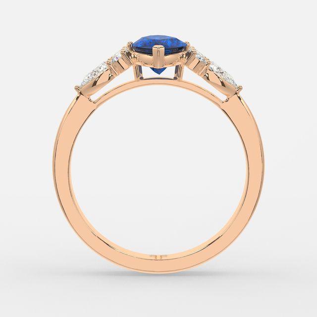1 Carat Lab Grown Marquise Sapphire Cluster Engagement Ring In Rose Gold - Nanami