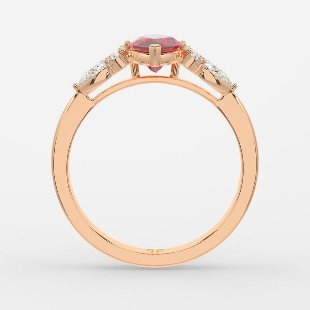 1 Carat Lab Grown Marquise Ruby Cluster Engagement Ring In Rose Gold - Nanami