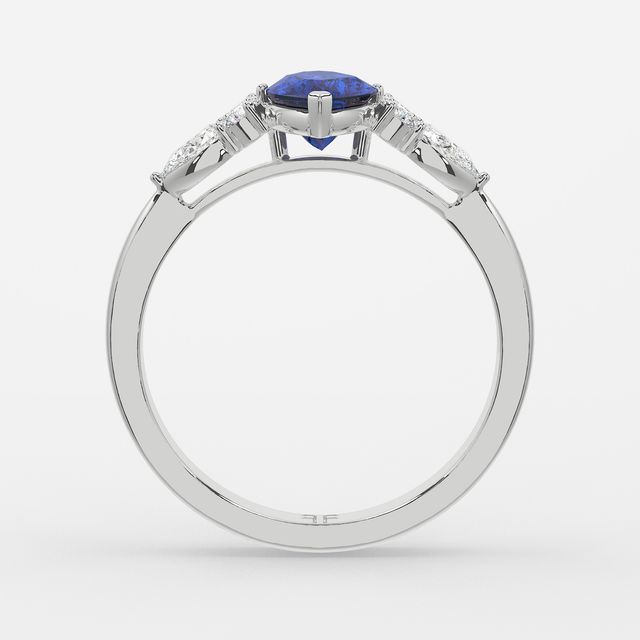 1 Carat Lab Grown Marquise Sapphire Cluster Engagement Ring In White Gold - Nanami