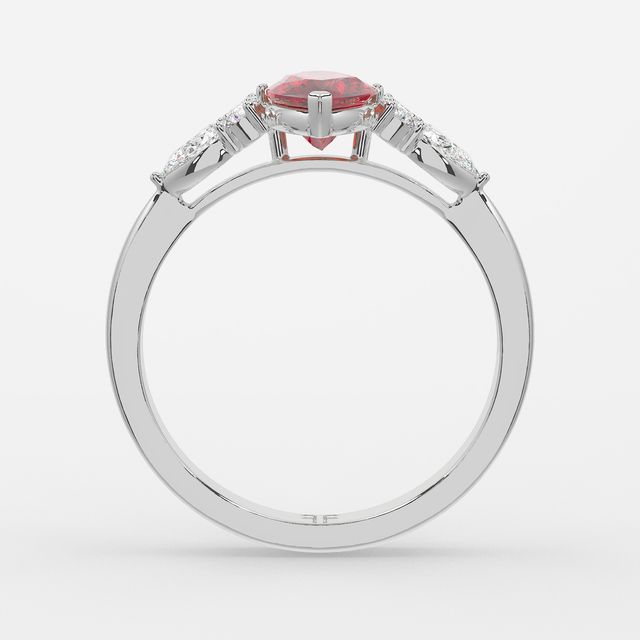1 Carat Lab Grown Marquise Ruby Cluster Engagement Ring In White Gold - Nanami