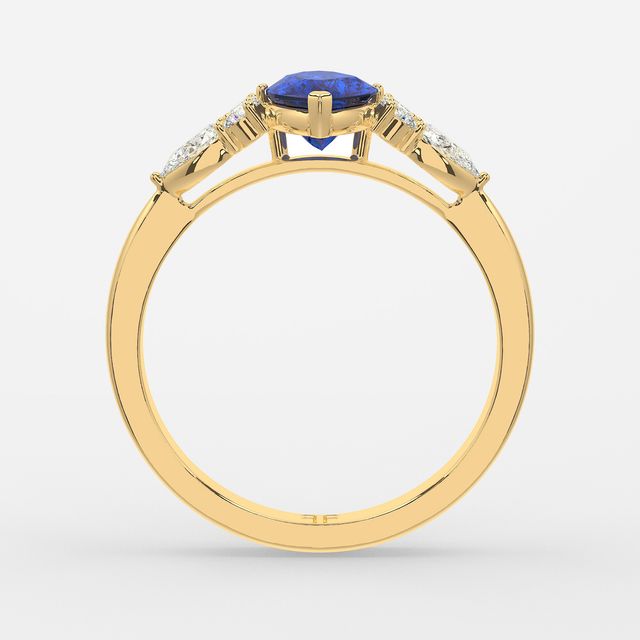 1 Carat Lab Grown Marquise Sapphire Cluster Engagement Ring In Yellow Gold - Nanami