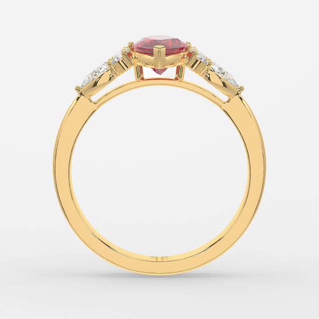 1 Carat Lab Grown Marquise Ruby Cluster Engagement Ring In Yellow Gold - Nanami