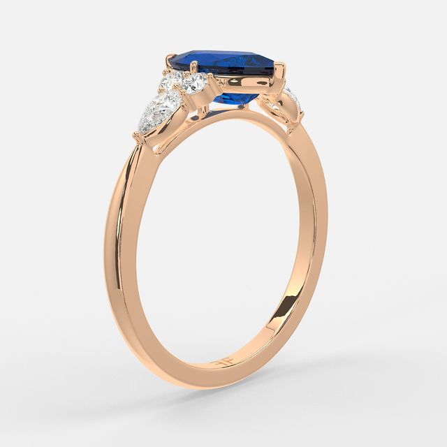 1 Carat Lab Grown Marquise Sapphire Cluster Engagement Ring In Rose Gold - Nanami