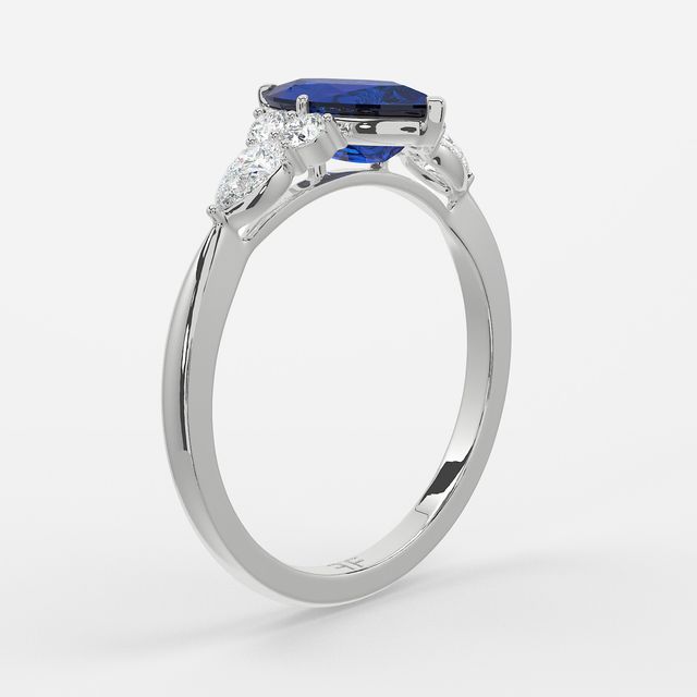 1 Carat Lab Grown Marquise Sapphire Cluster Engagement Ring In White Gold - Nanami