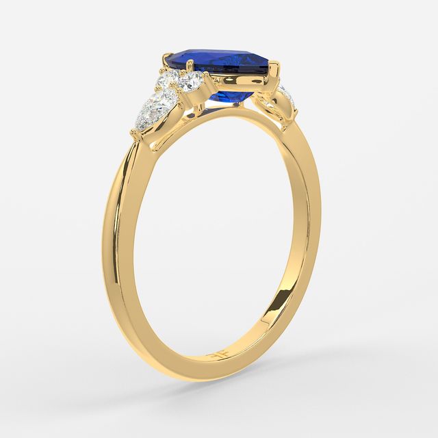1 Carat Lab Grown Marquise Sapphire Cluster Engagement Ring In Yellow Gold - Nanami