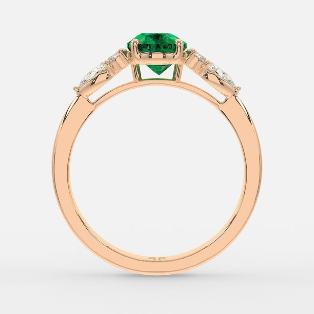 1 Carat Lab Grown Oval Emerald Cluster Engagement Ring In Rose Gold- Nanami