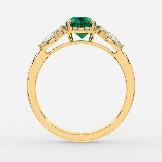 1 Carat Lab Grown Oval Emerald Cluster Engagement Ring In Yellow Gold- Nanami