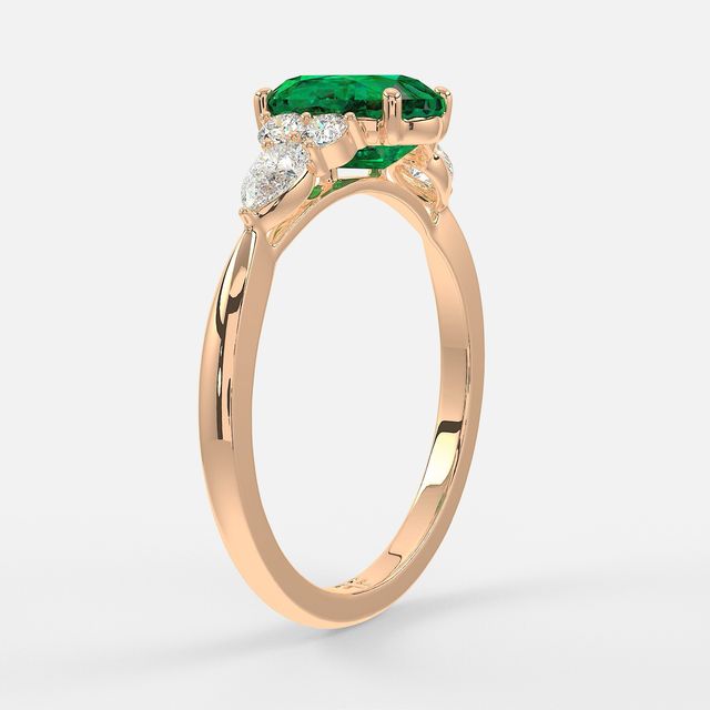 1 Carat Lab Grown Oval Emerald Cluster Engagement Ring In Rose Gold- Nanami