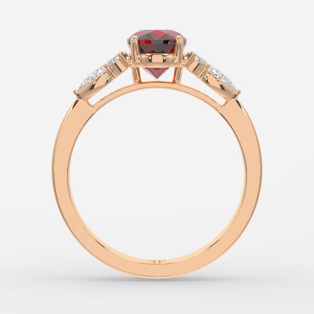 1 Carat Lab Grown Oval Ruby Cluster Engagement Ring In Rose Gold - Nanami
