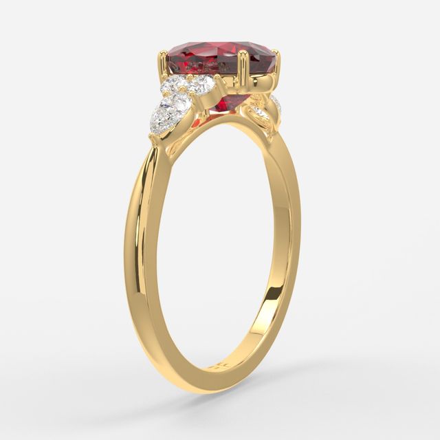 1 Carat Lab Grown Oval Ruby Cluster Engagement Ring In Yellow Gold - Nanami