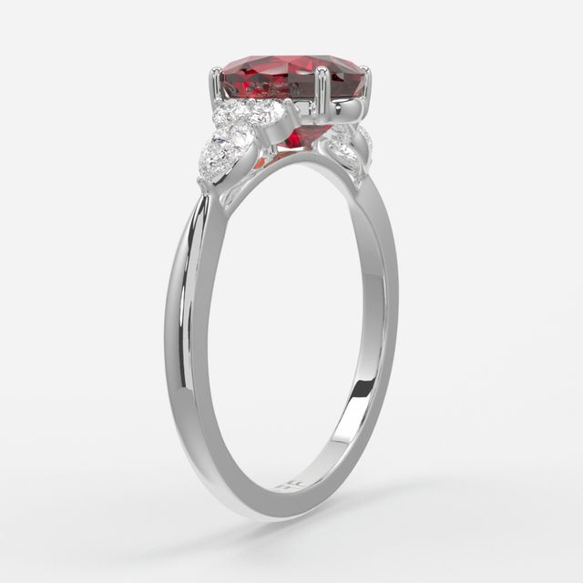 1 Carat Lab Grown Oval Ruby Cluster Engagement Ring In White Gold- Nanami