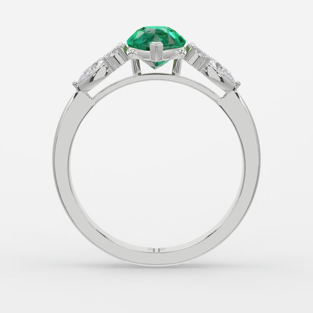 1 Carat Lab Grown Pear Emerald Cluster Engagement Ring In Platinum - Nanami