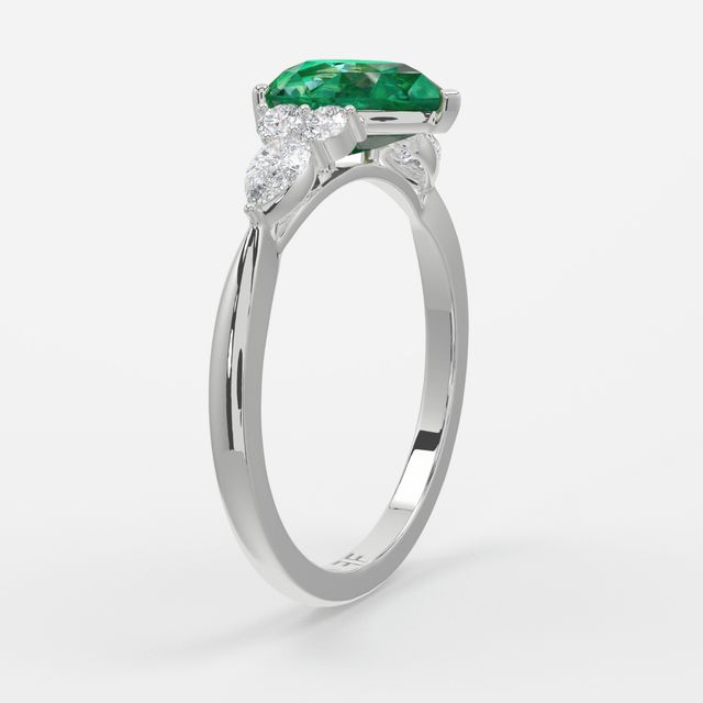 1 Carat Lab Grown Pear Emerald Cluster Engagement Ring In Platinum - Nanami
