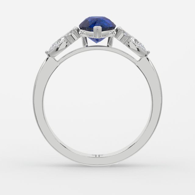 1 Carat Lab Grown Pear Sapphire Cluster Engagement Ring In White Gold - Nanami
