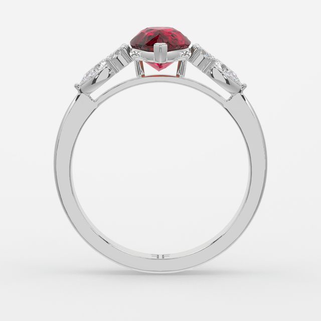 1 Carat Lab Grown Pear Ruby Cluster Engagement Ring In Platinum - Nanami