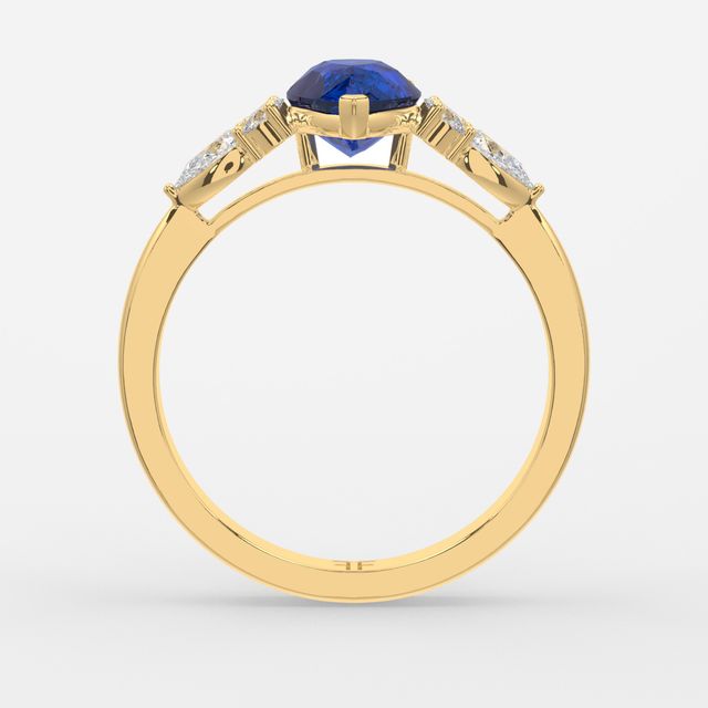 1 Carat Lab Grown Pear Sapphire Cluster Engagement Ring In Yellow Gold - Nanami