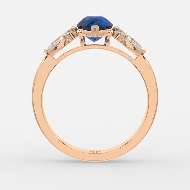 1 Carat Lab Grown Pear Sapphire Cluster Engagement Ring In Rose Gold- Nanami