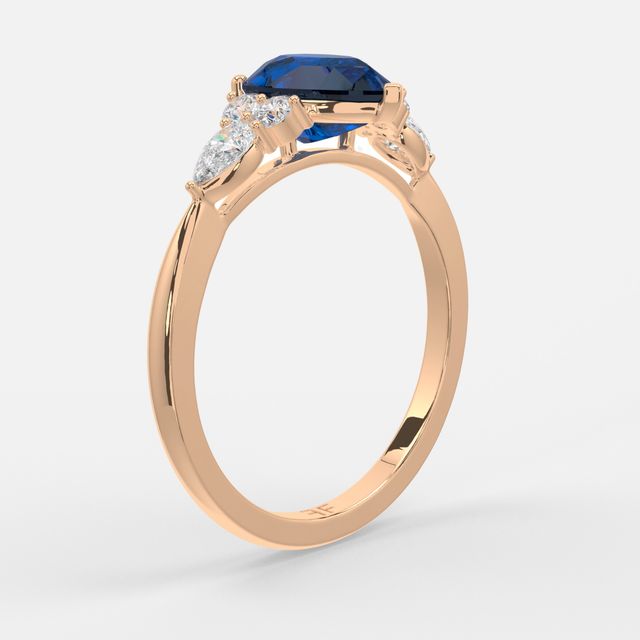 1 Carat Lab Grown Pear Sapphire Cluster Engagement Ring In Rose Gold- Nanami