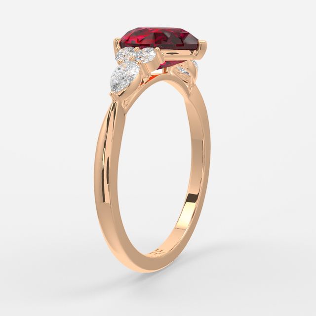 1 Carat Lab Grown Pear Ruby Cluster Engagement Ring In Rose Gold - Nanami