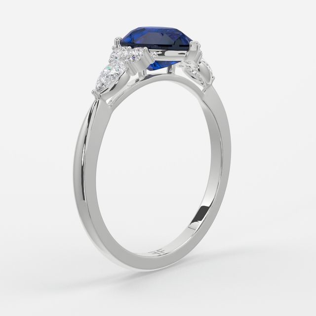 1 Carat Lab Grown Pear Sapphire Cluster Engagement Ring In White Gold - Nanami