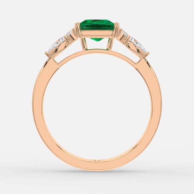 1 Carat Lab Grown Princess Emerald Cluster Engagement Ring In Rose Gold- Nanami