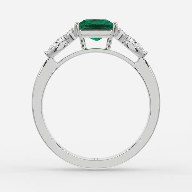 1 Carat Lab Grown Princess Emerald Cluster Engagement Ring In Platinum - Nanami