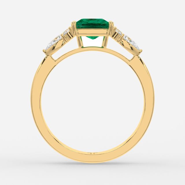 1 Carat Lab Grown Princess Emerald Cluster Engagement Ring In Yellow Gold- Nanami