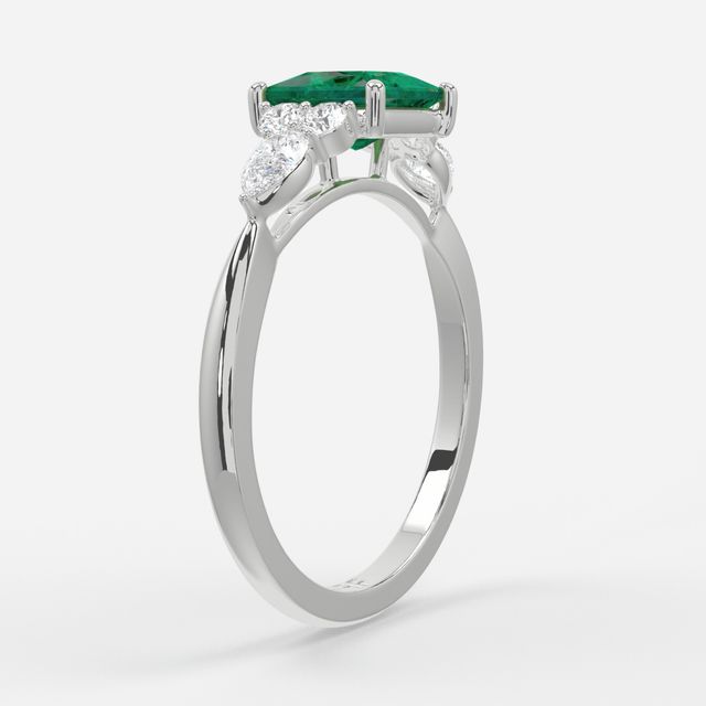 1 Carat Lab Grown Princess Emerald Cluster Engagement Ring In Platinum - Nanami
