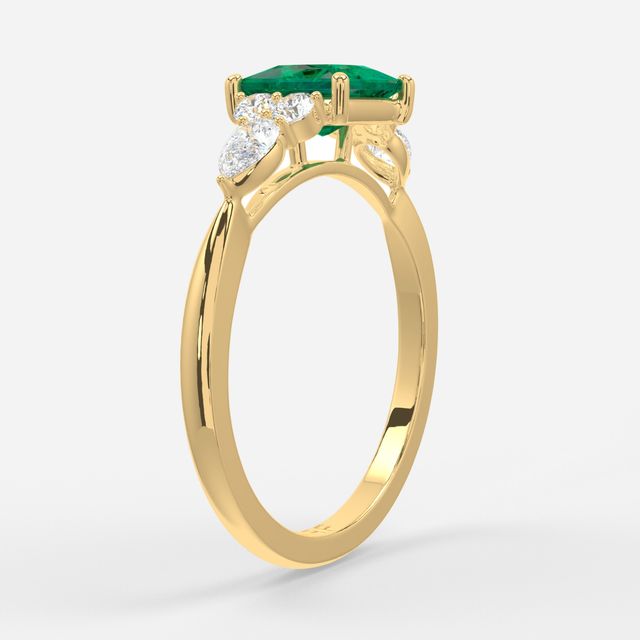 1 Carat Lab Grown Princess Emerald Cluster Engagement Ring In Yellow Gold- Nanami