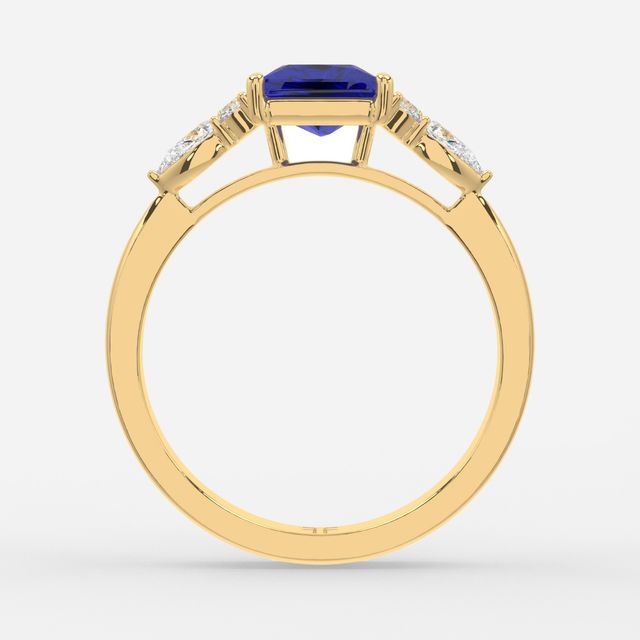 1 Carat Lab Grown Princess Sapphire Cluster Engagement Ring In Yellow Gold - Nanami