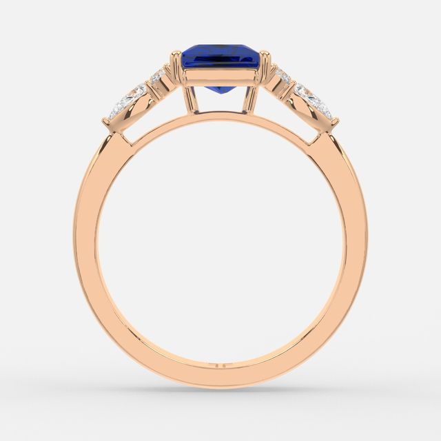 1 Carat Lab Grown Princess Sapphire Cluster Engagement Ring In Rose Gold- Nanami