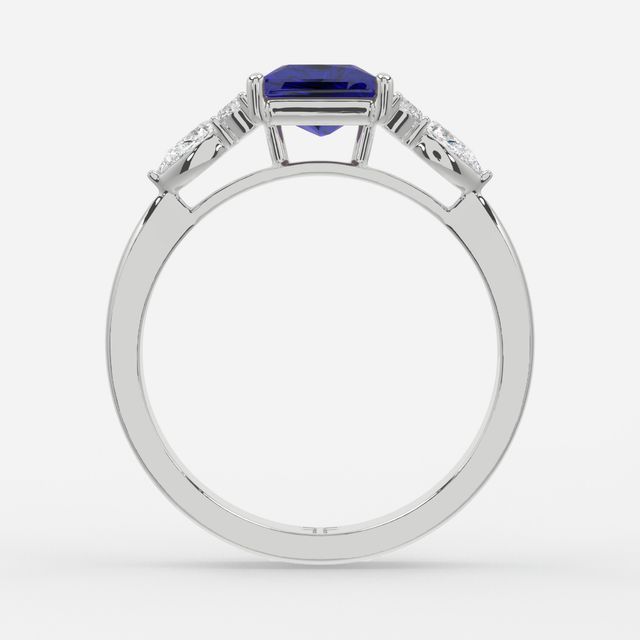 1 Carat Lab Grown Princess Sapphire Cluster Engagement Ring In Platinum - Nanami